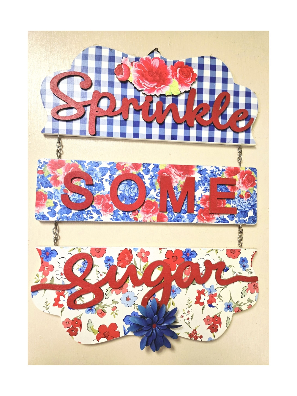 Four Pioneer Woman Red and Blue Wall Decor Signs